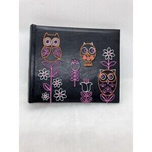 Vintage Photo Album EMBROIDERED OWLS  Pink Orange Black 8.5”x10” Holds 200 4x6